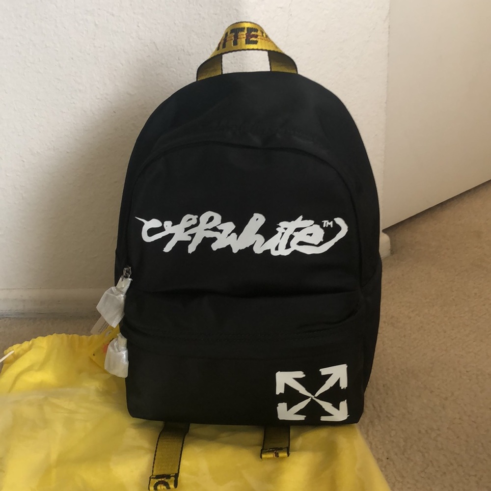 NWT OFF-WHITE Script Logo Arrow-Print Small Backpack - Picture 7 of 11